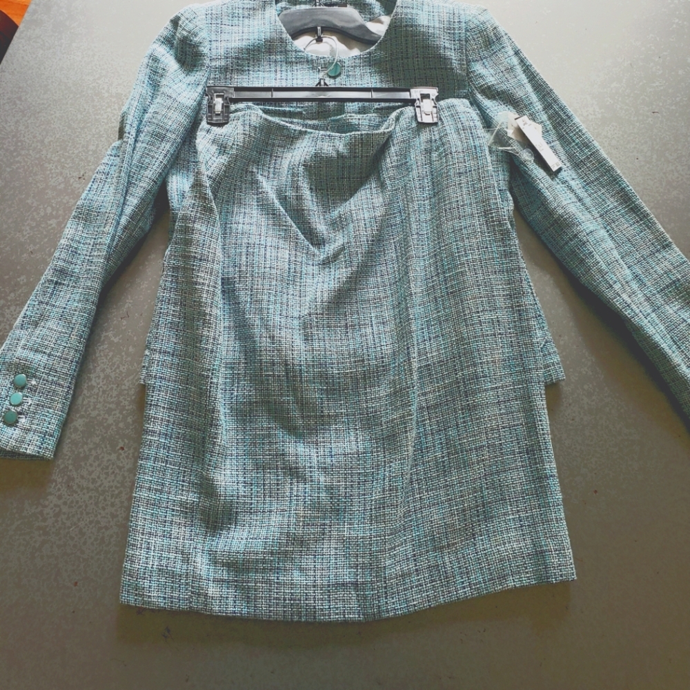 SOLD--Aqua Tweet Skirt Suit set sz. 6